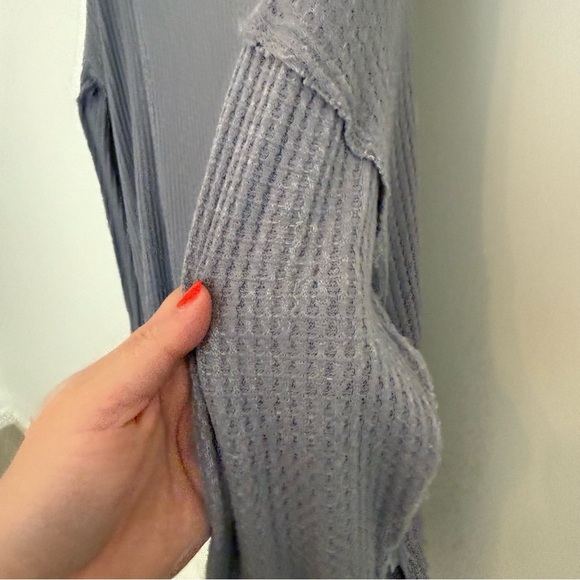 We The Free People Oversized Waffle Knit Shirt Size XS - Picture 6 of 11